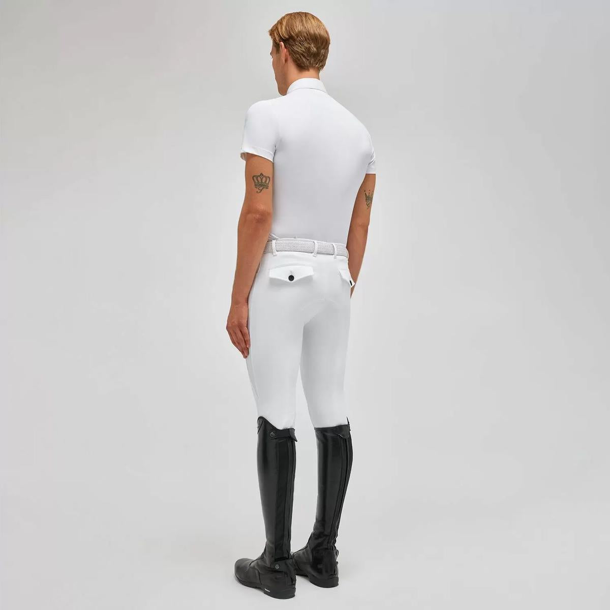 POLO DA CONCORSO UOMO MANICA CORTA 1/2 ZIP E TASCHINO 31CT-POU366JE022 0001WHITE CAVALLERIA TOSCANA 