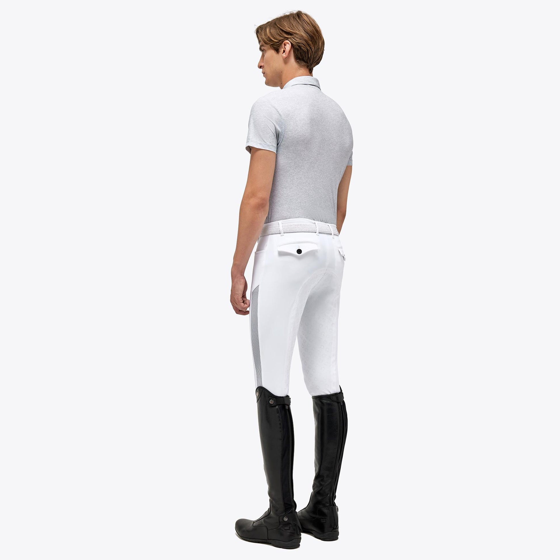 POLO DA TRAINING UOMO IN JERSEY EFFETTO MESH CAVALLERIA TOSCANA 30CT-PUO332JE176 8100 LIGHT GREY CAVALLERIA TOSCANA 
