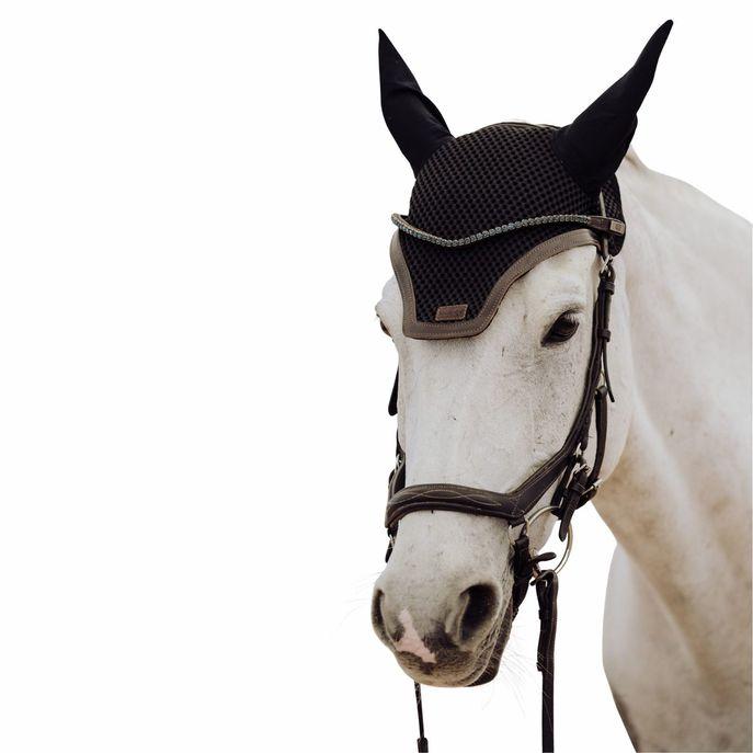 Cuffietta Antimosche Enibo Official Nero/Pelle Marrone 32EN-EARBONNET BLACKBROWNLEATHER ENIBO OFFICIAL 