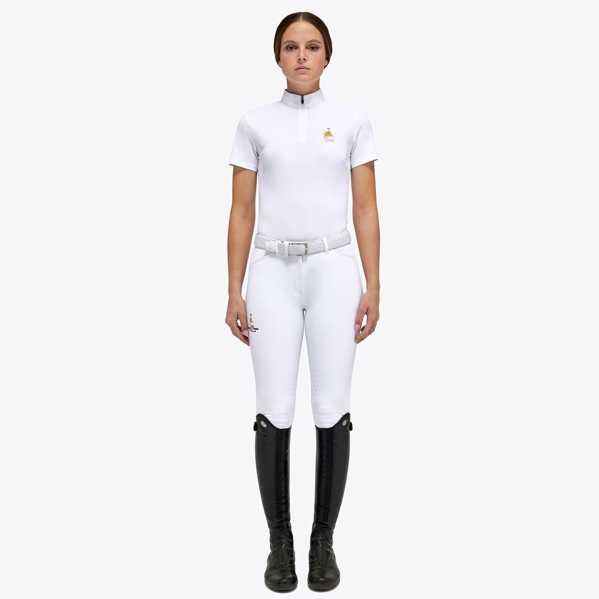 POLO DONNA CON ZIP CTxFISE 29CT-PODF08JE182 0001WHITE CAVALLERIA TOSCANA