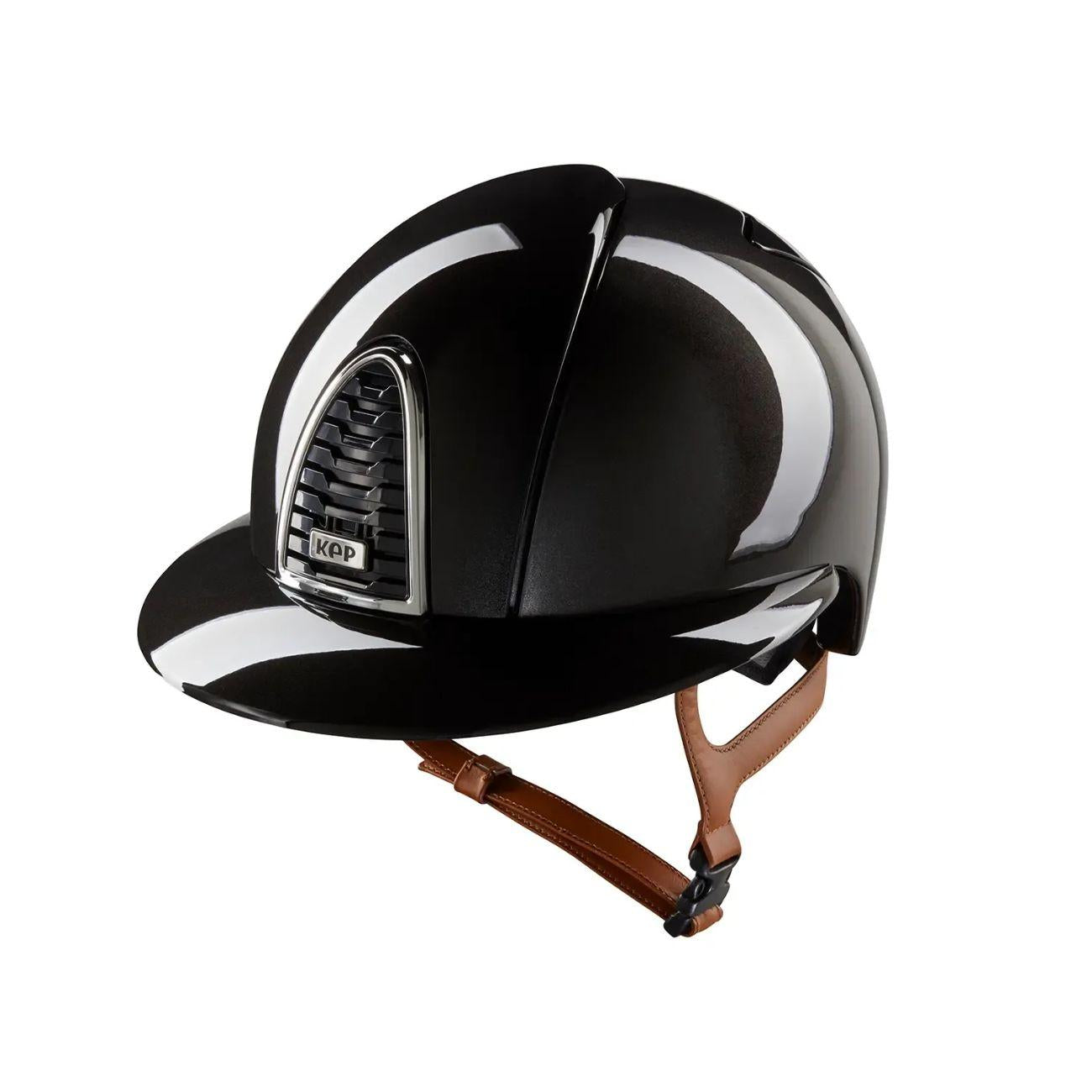 Cap Kep Italia Cromo 2.0 Shine Nero Con Visiera Polo E Cinturino In Ecopelle Beige