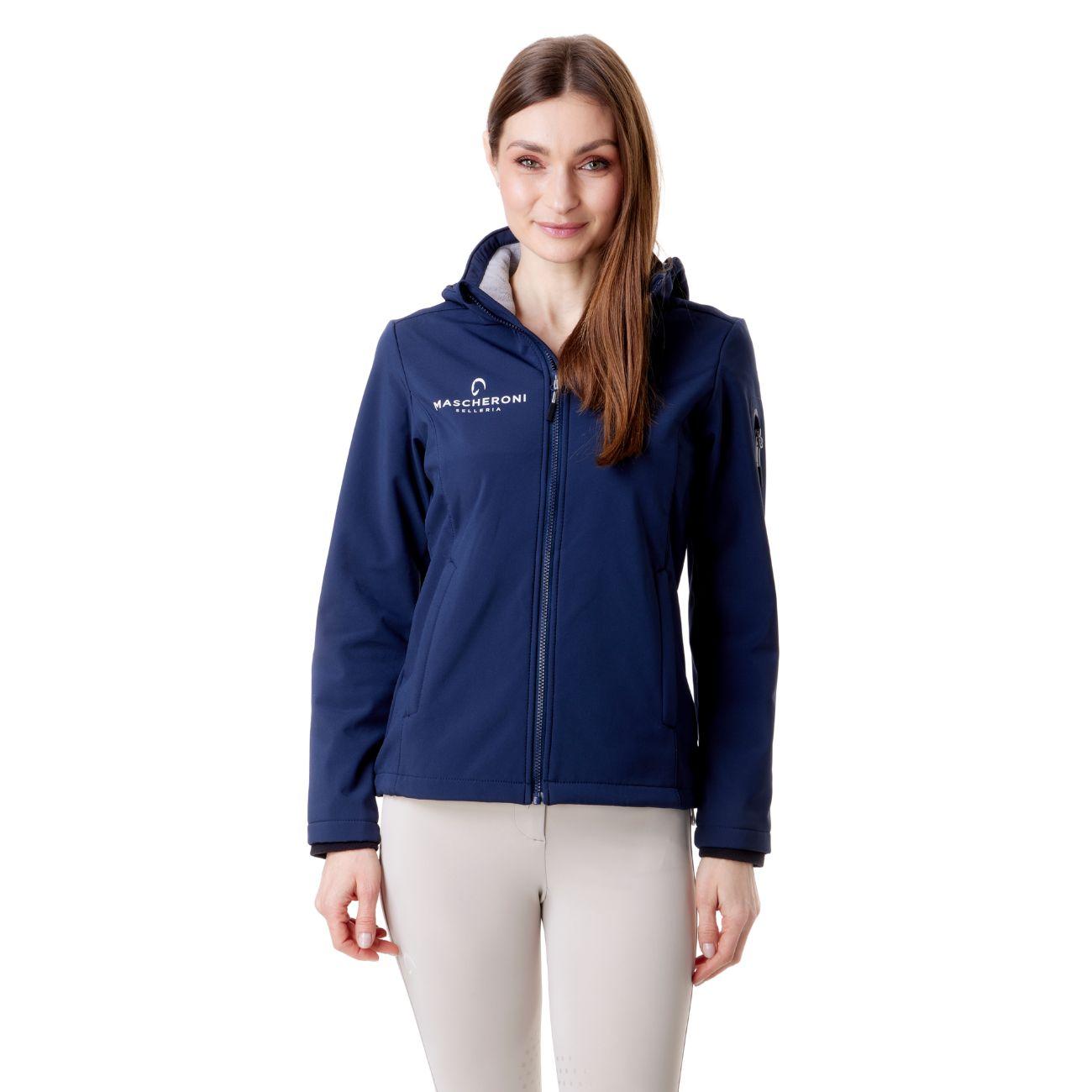 Softshell Da Donna Full Zip Con Logo Tondo Sul Retro Mascheroni Selleria 10MA-19A5006-SZLN950 BLACK BLUE MASCHERONI SELLERIA 