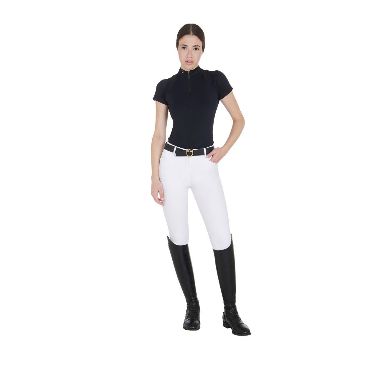 EQUESTRO Polo Da Donna Technical Training Polo SS Zip ETW00036 BLACK EQUESTRO 