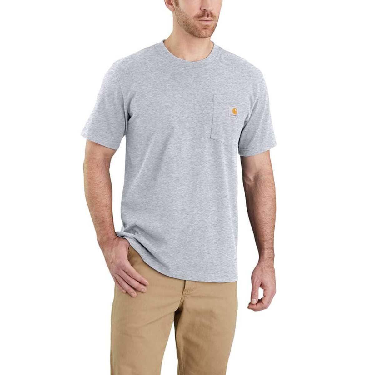 T-SHIRT UOMO K87 CON TASCHE RELAXED FIT PESANTE MANICA CORTA CARHARTT 29CA-103296 GREY CARHARTT
