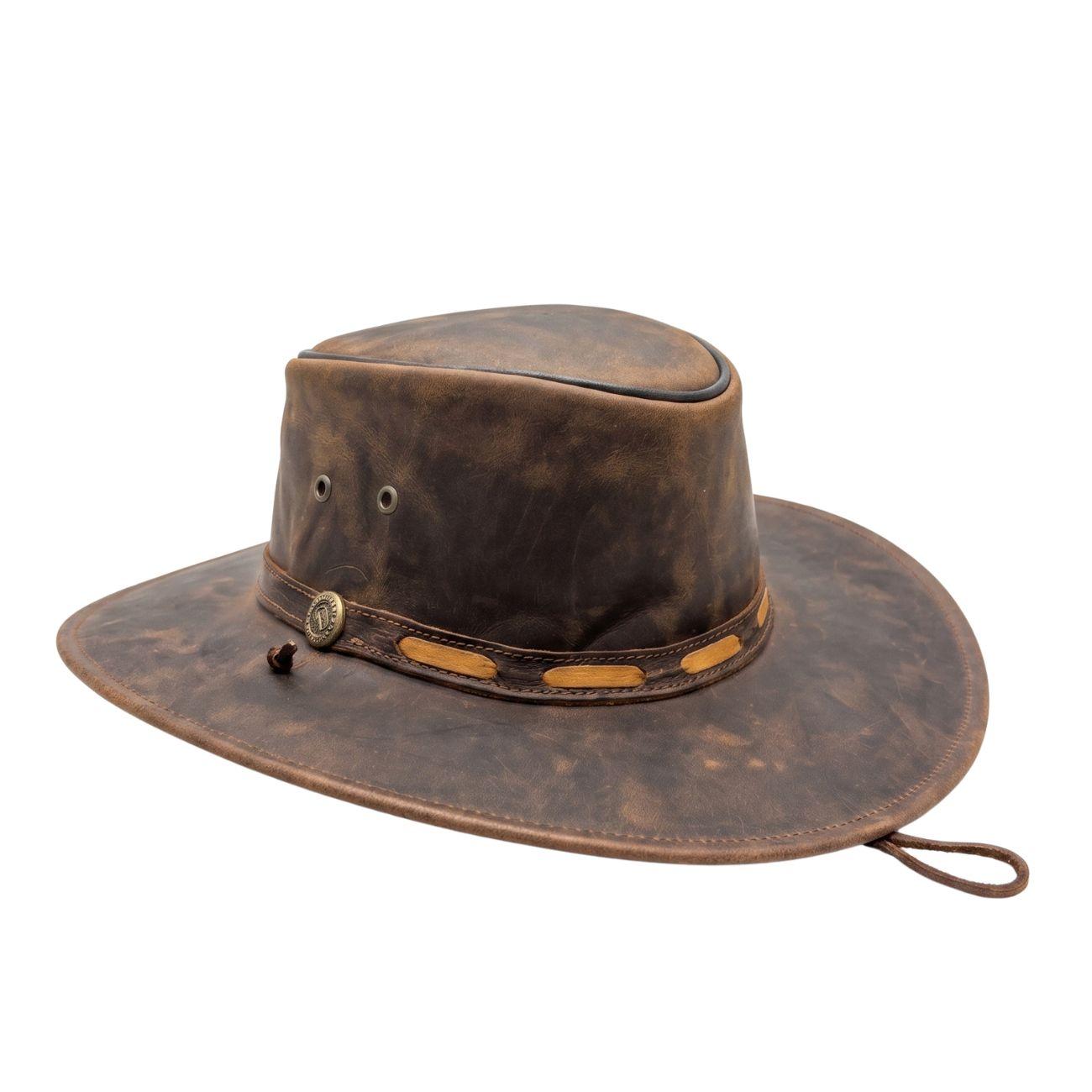 COMANCHEROS Cappello In Cuoio Australiano C079 MARRONE 