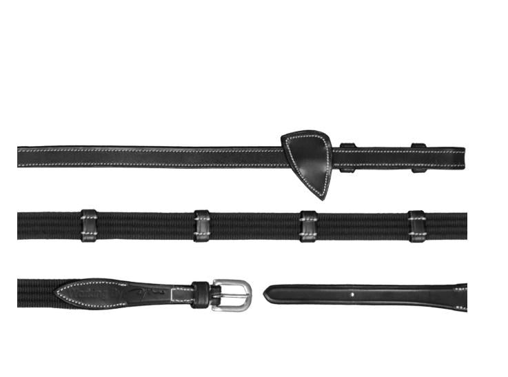 DY'ON 5/8 WEB REINS WITH 9 LEATHER LOOPS WORKING BY D'YON Nero REDINI WO05K BLACK DY'ON 