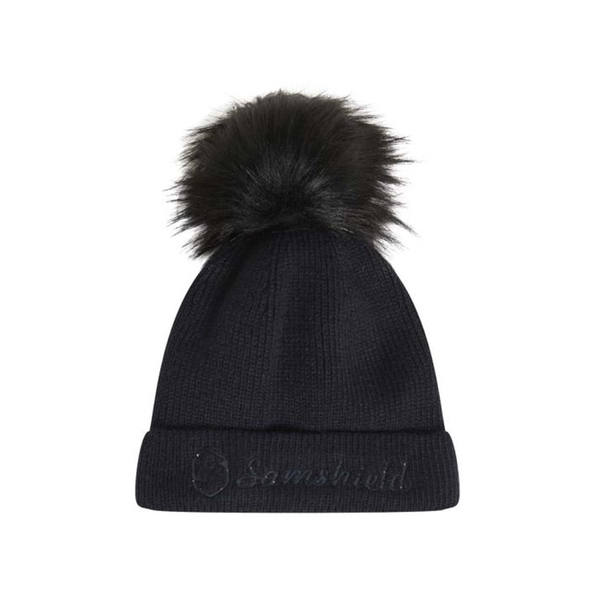 CAPPELLO IN LANA CON POMPON IN PELLICCIA SINTETICA MOD.MIRA BONNIE SAMSHIELD 29SS-MIRABONNIE NAVY TONE ON TONE SAMSHIELD