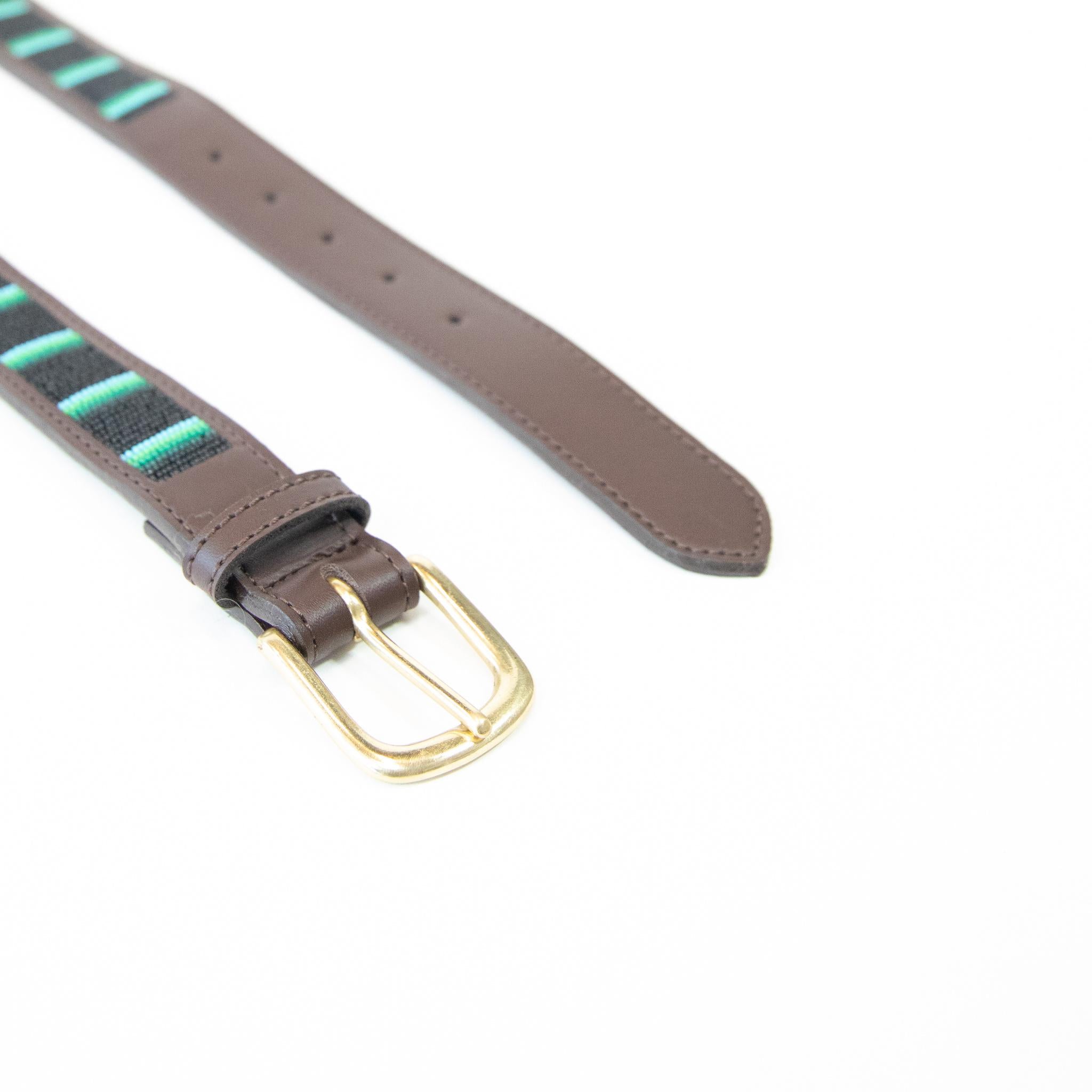 CINTURA IN CUOIO CON INSERTI FIBBIERIA OTTONE 42556 01BLACK KENTUCKY 
