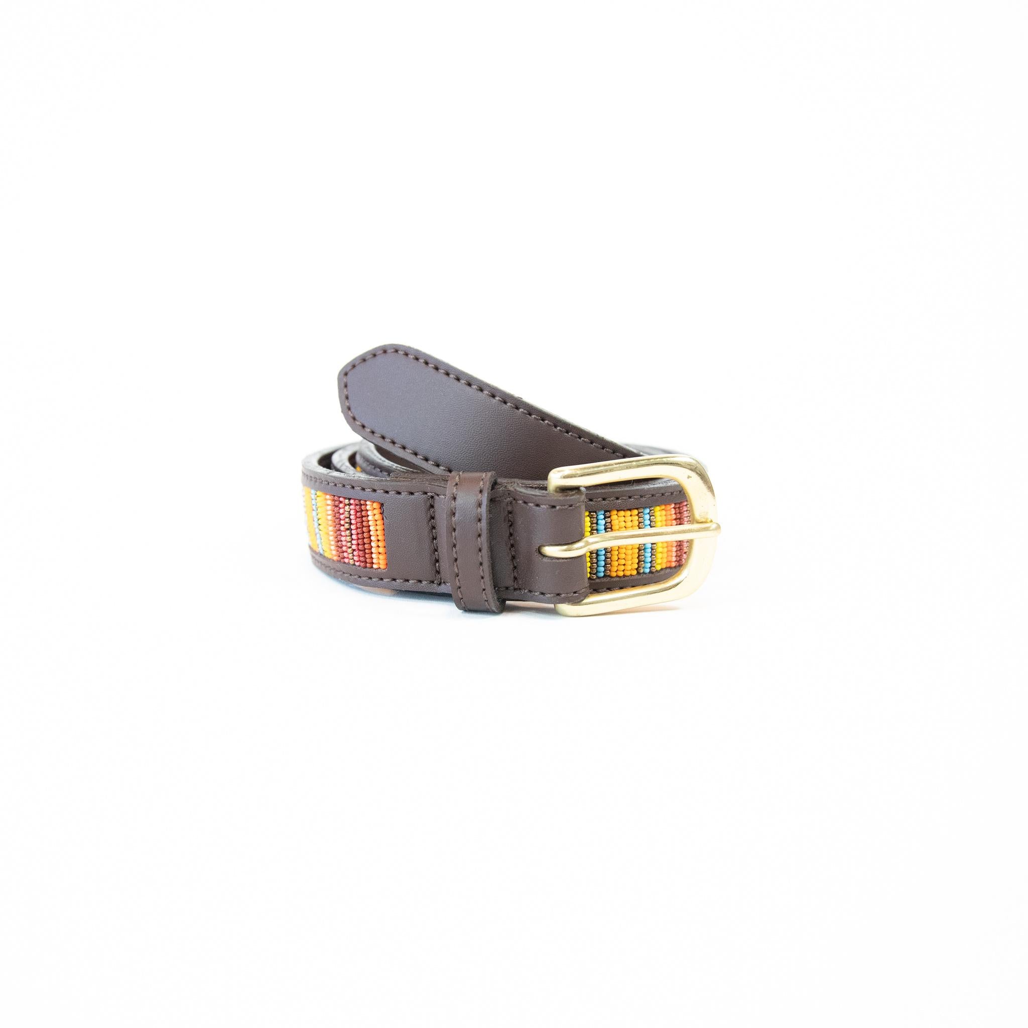 CINTURA IN CUOIO CON INSERTI FIBBIERIA OTTONE 42556 45ORANGE KENTUCKY 