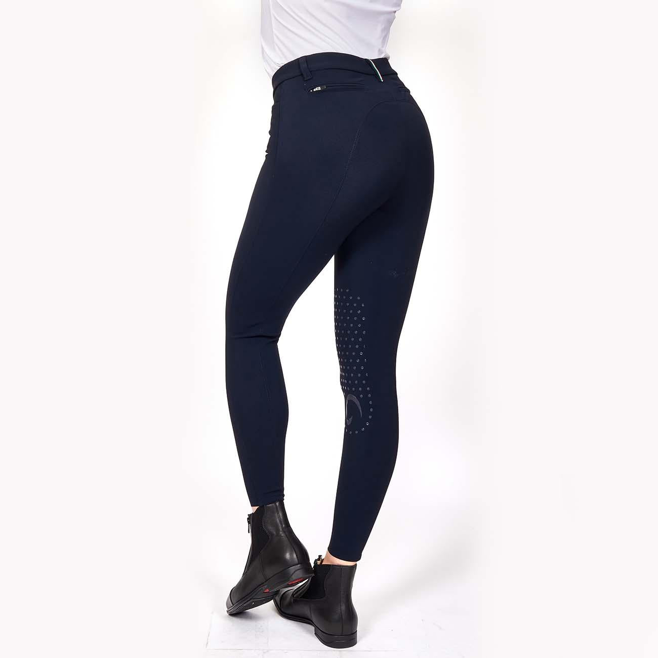 PANTALONE DA EQUITAZIONE DONNA CON GRIP E TASCHE ANTERIORI E POSTERIORI 09MA-01MILANO 342BLU MASCHERONI SELLERIA 