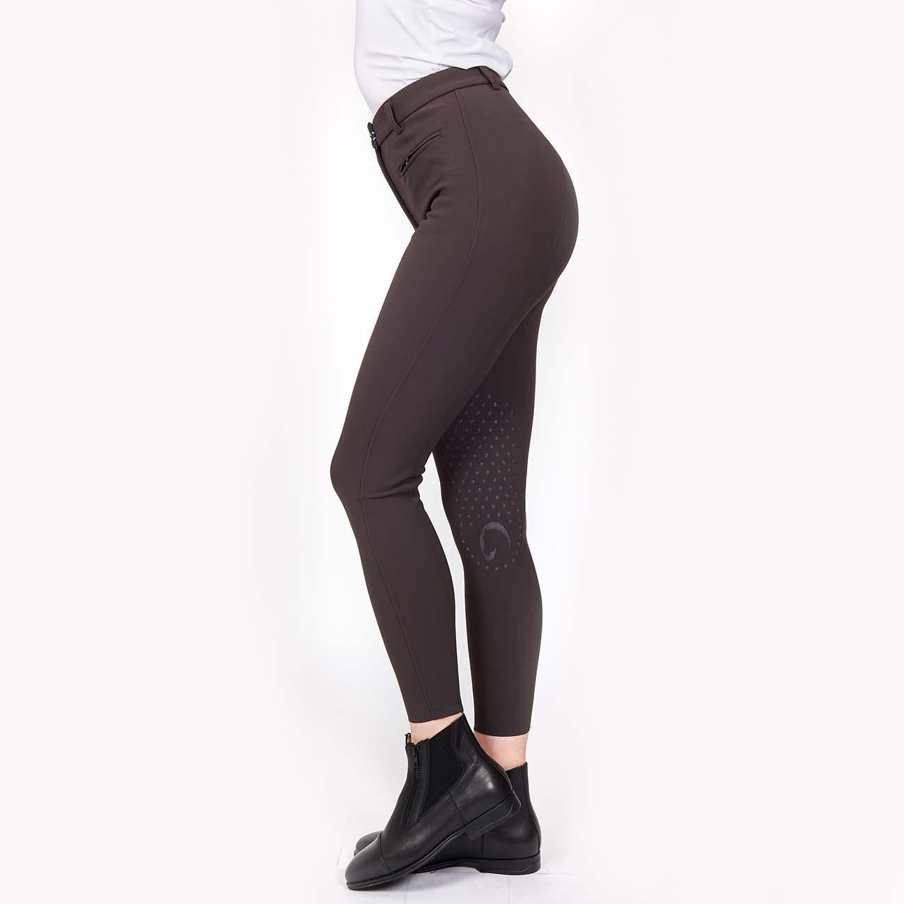 PANTALONE DA EQUITAZIONE DONNA CON GRIP E TASCHE ANTERIORI 09MA-05PARIGI 499MARRONE MASCHERONI SELLERIA 