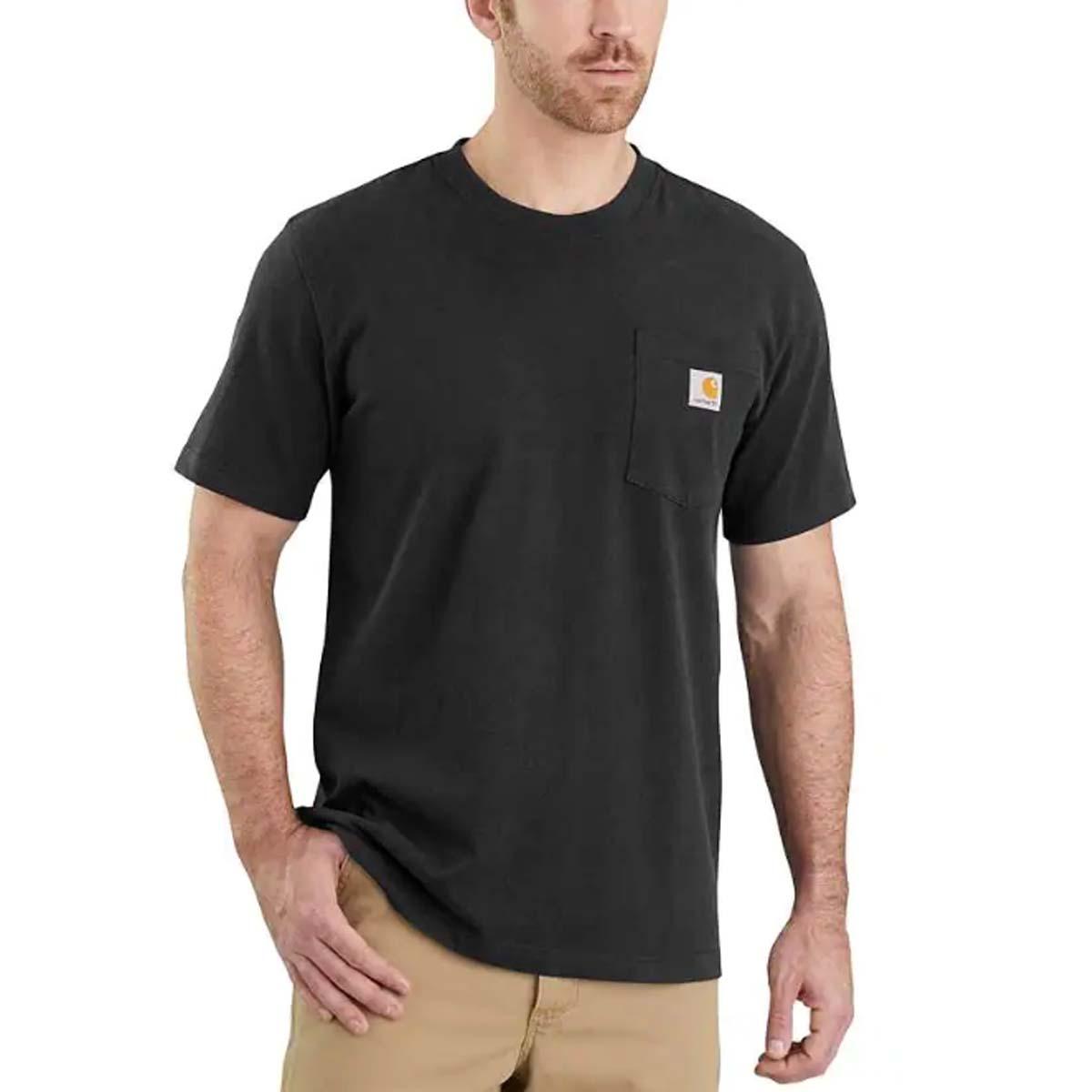 T-SHIRT UOMO K87 CON TASCHE RELAXED FIT PESANTE MANICA CORTA CARHARTT 29CA-103296 BLACK CARHARTT