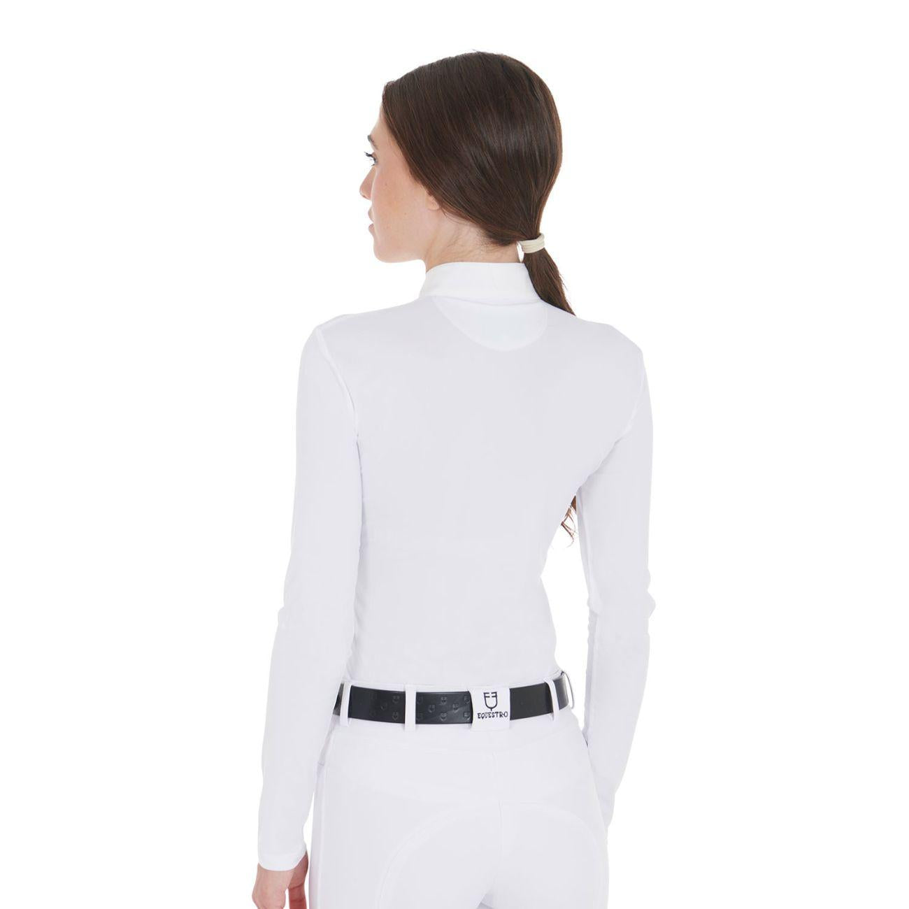 EQUESTRO Polo Donna A Manica Lunga Modello "Artemis" AB00457 WHITE EQUESTRO 