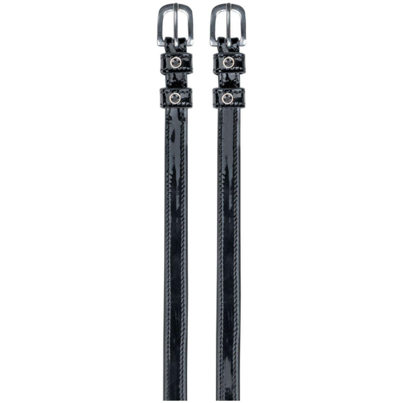 WALDHAUSEN Cinturini Per Speroni 47cm In Pelle Lucida Con Strass 13825 NERO 