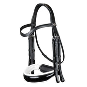 BRIGLIA DA DRESSAGE IN CUOIO CON DOPPIE REDINI 09DY-WOECAS+WO05P+WO05O NERO/BIANCO DY'ON