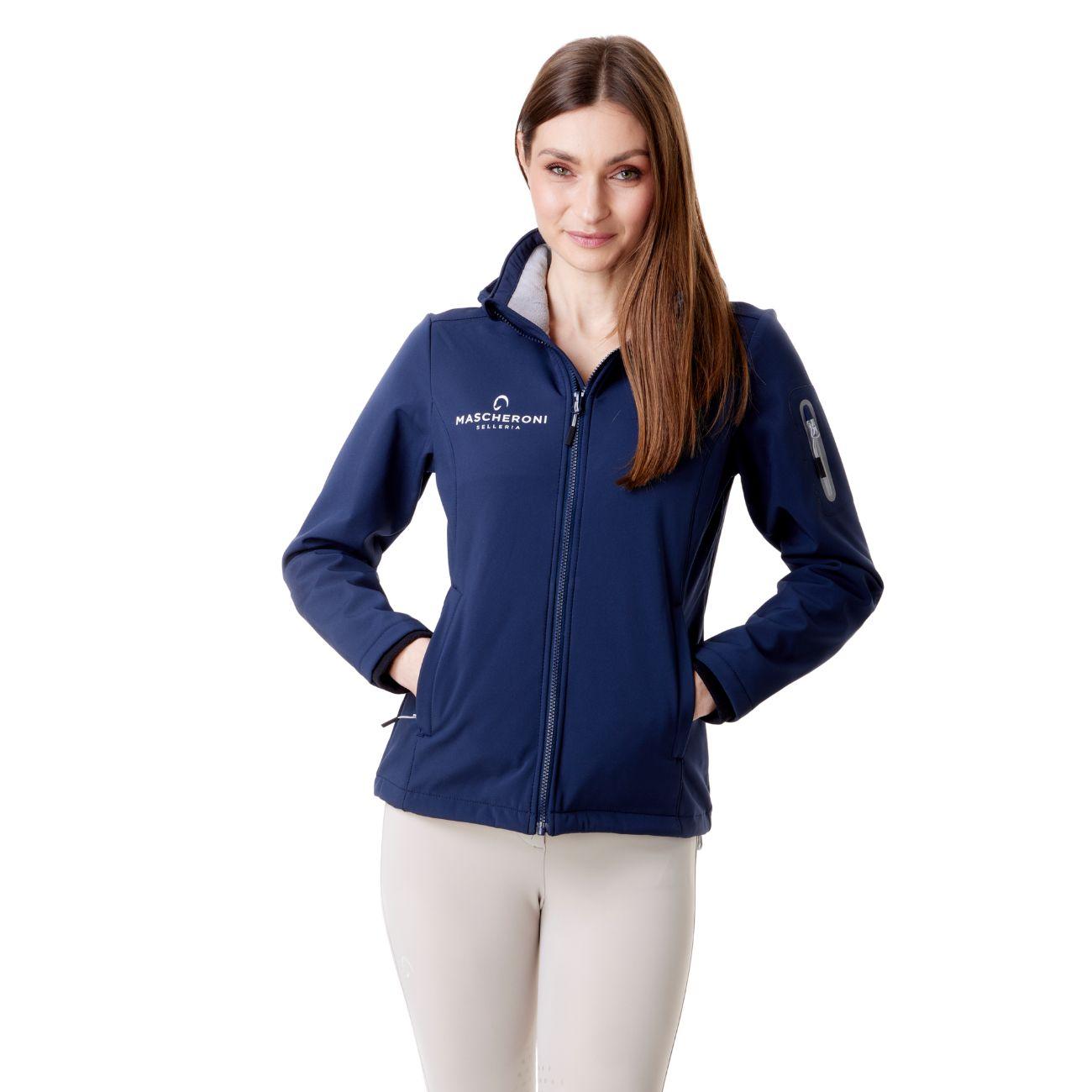 Softshell Da Donna Full Zip Con Logo Tondo Sul Retro Mascheroni Selleria 10MA-19A5006-SZLN950 BLACK BLUE MASCHERONI SELLERIA 