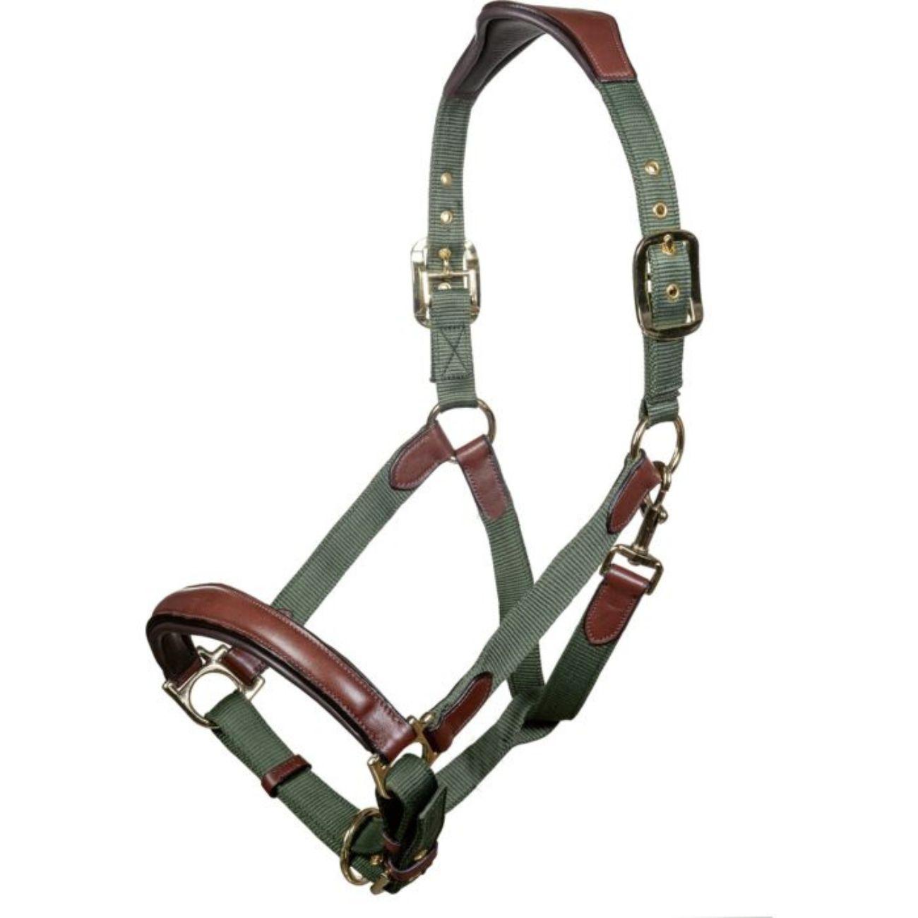 Capezza In Pelle E Nylon Luna HKM Verde 12742 5824GREEN/BROWN HKM SPORT EQUIPMENT 