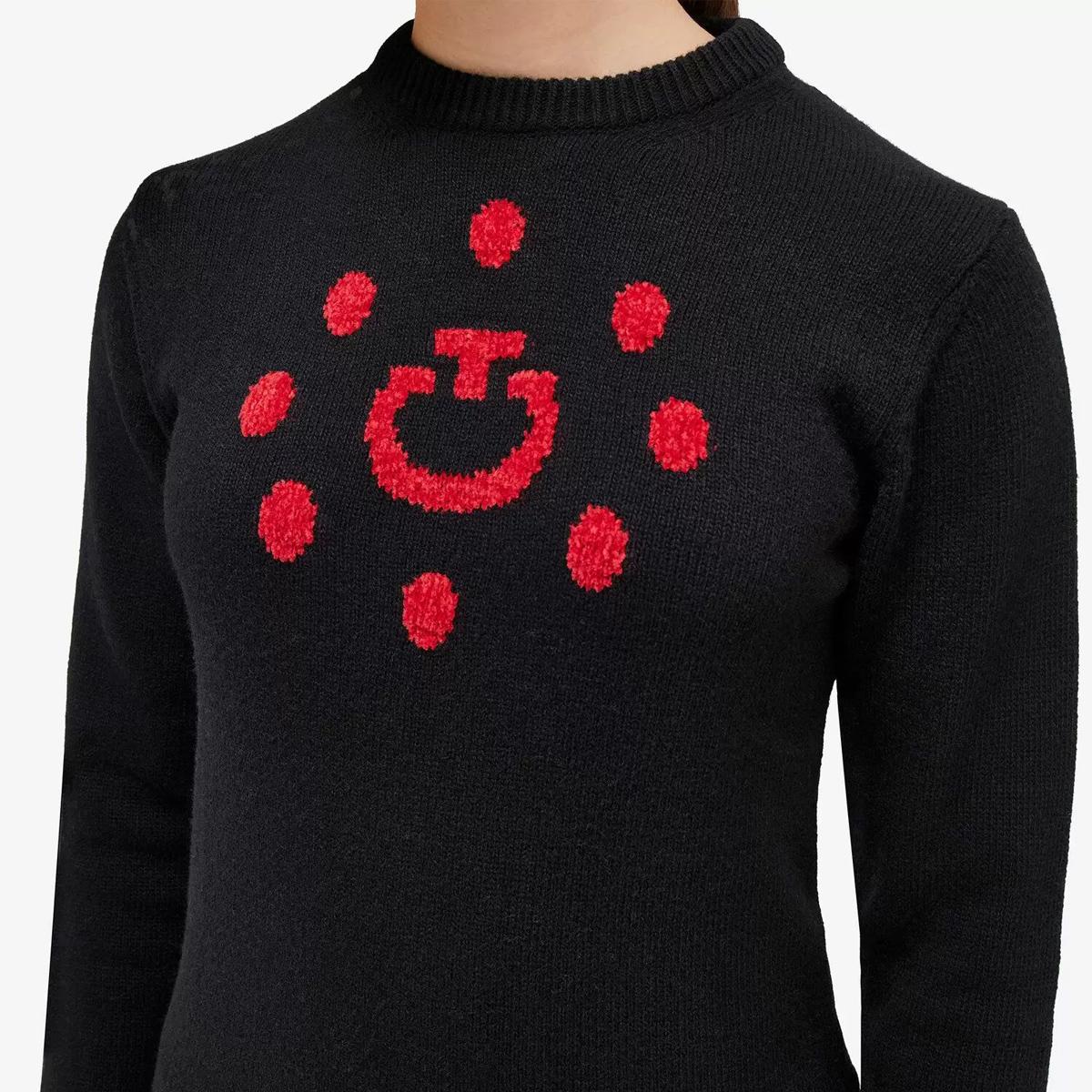 PULL DONNA A GIROCOLLO CON LOGO IN LANA 31CT-MAD136LA041 9999BLACK CAVALLERIA TOSCANA 