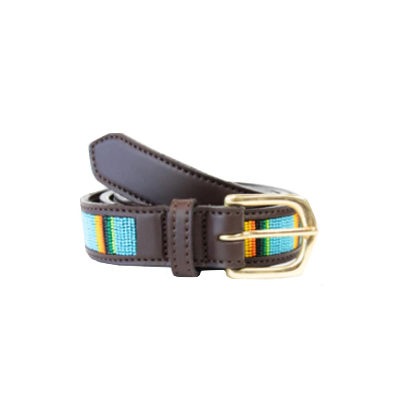CINTURA IN CUOIO CON INSERTI FIBBIERIA OTTONE 42556 61LIGHTBLUE KENTUCKY 