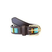 CINTURA IN CUOIO CON INSERTI FIBBIERIA OTTONE 42556 61LIGHTBLUE KENTUCKY 