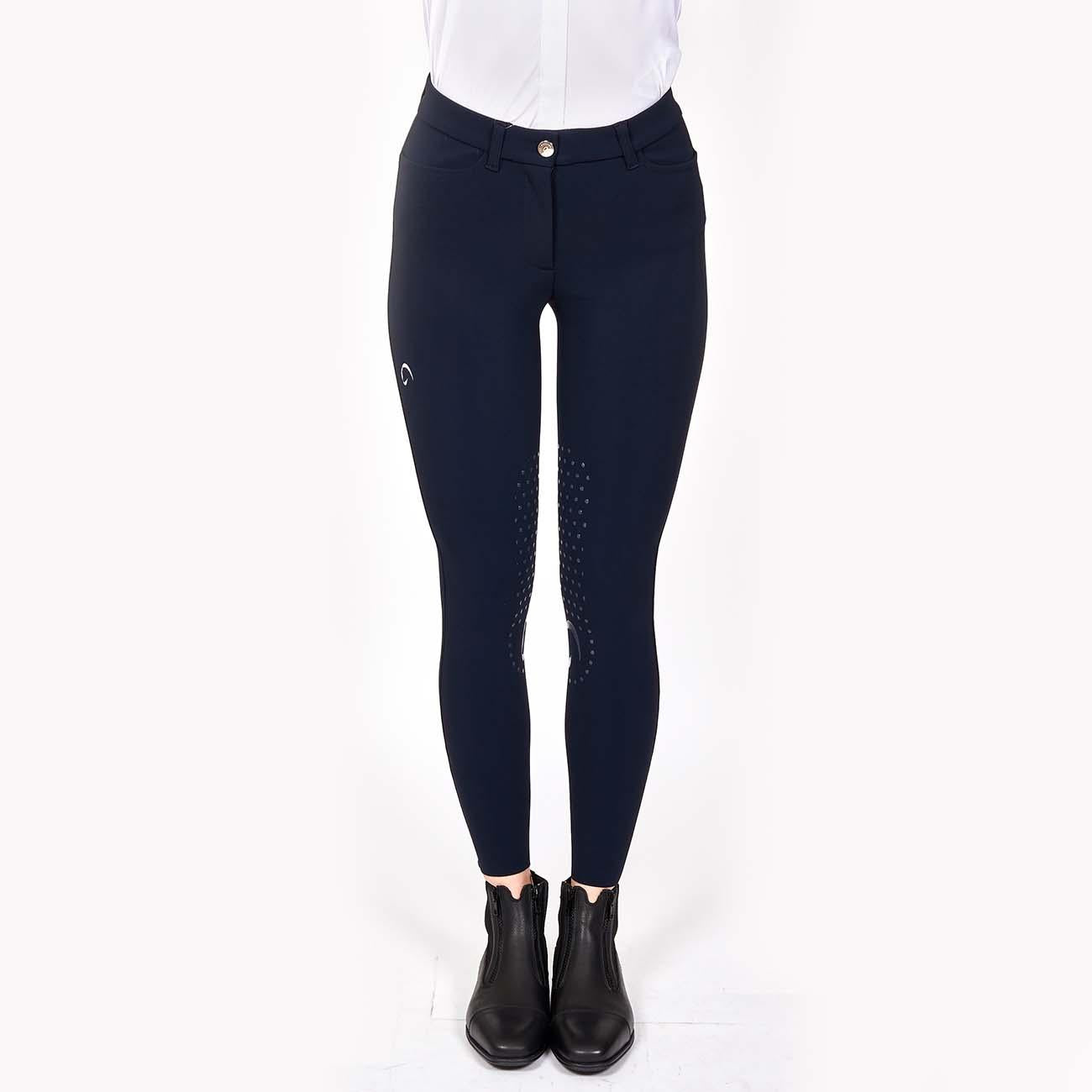 PANTALONE DA EQUITAZIONE DONNA CON GRIP E TASCHE ANTERIORI E POSTERIORI 09MA-01MILANO 342BLU MASCHERONI SELLERIA 