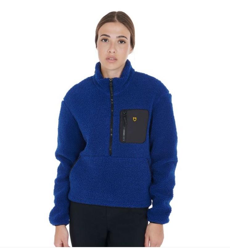FELPA DONNA FULL ZIP IN PILE CON TASCHINO 09AMA-ETW00050 ROYAL BLUE EQUESTRO
