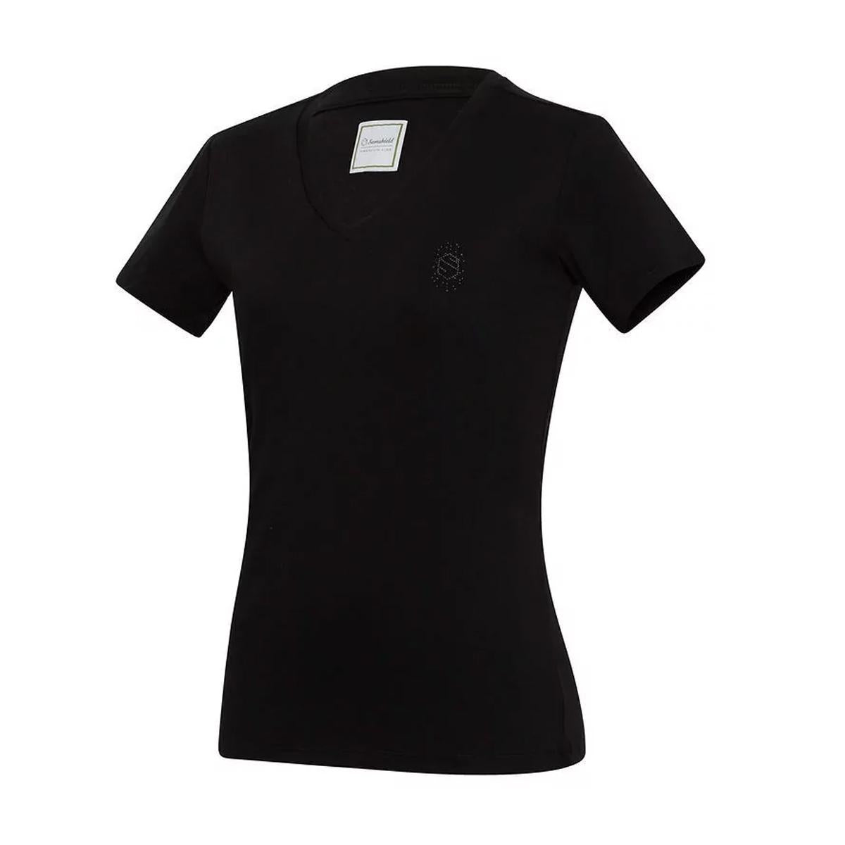 T-SHIRT DONNA MANICA CORTA COLLO A V MOD.AUXANE 30SS-AUXANE BLACK SAMSHIELD