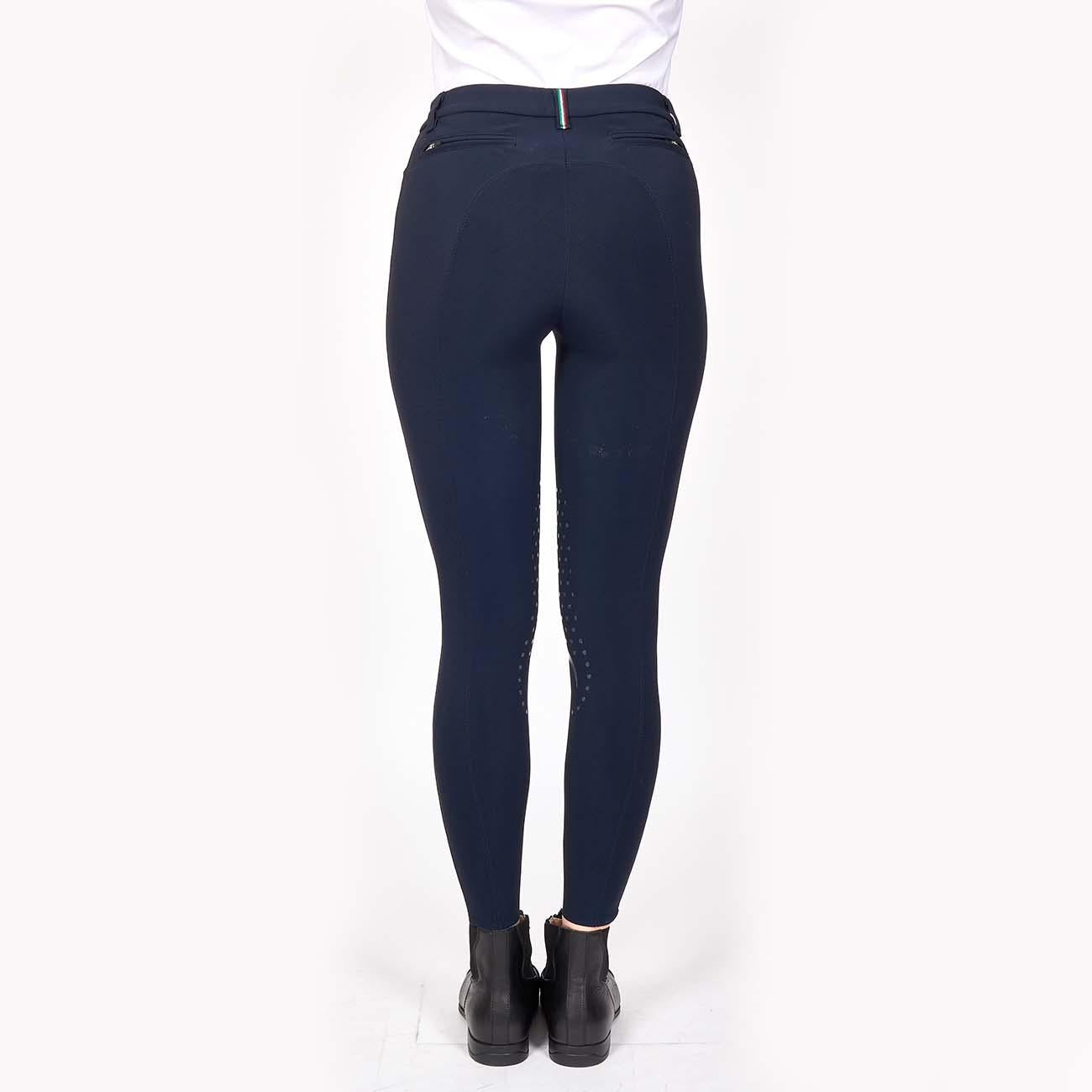 PANTALONE DA EQUITAZIONE DONNA CON GRIP E TASCHE ANTERIORI E POSTERIORI 09MA-01MILANO 342BLU MASCHERONI SELLERIA 