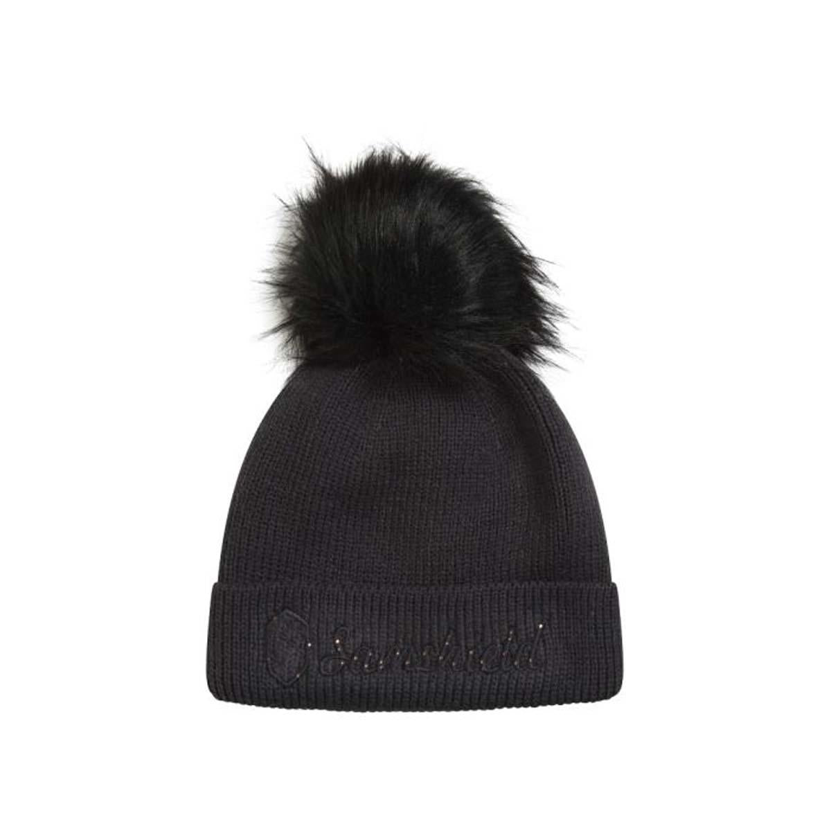 CAPPELLO IN LANA CON POMPON IN PELLICCIA SINTETICA MOD.MIRA BONNIE SAMSHIELD 29SS-MIRABONNIE DARK SHADOW TONE ON TONE SAMSHIELD