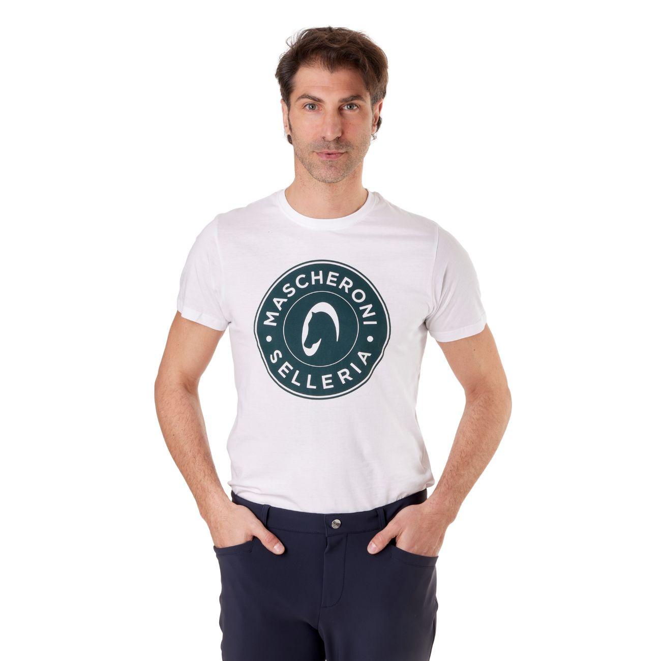 T-shirt Unisex Con Logo Tondo Mascheroni 09MA-TSHIRT BIANCO LOGO VERDE MASCHERONI SELLERIA 