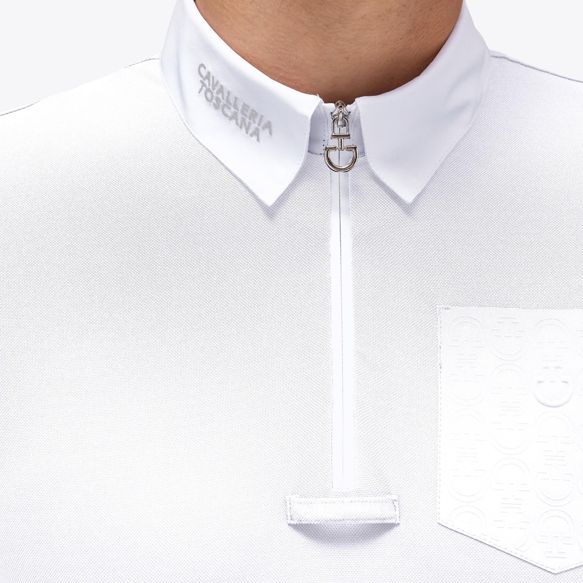 POLO DA ALLENAMENTO CON ZIP UOMO CAVALLERIA TOSCANA 30CT-POU336PA048 0001WHITE CAVALLERIA TOSCANA 