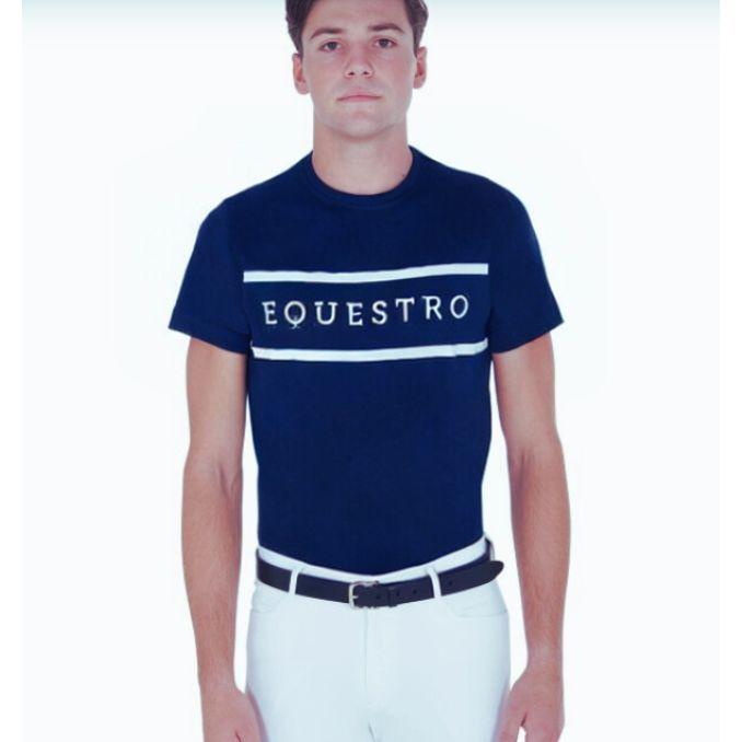 T-SHIRT UOMO MANICA CORTA IN COTONE CON STAMPA EQUESTRO 09AMA-ETM00069 NAVY EQUESTRO