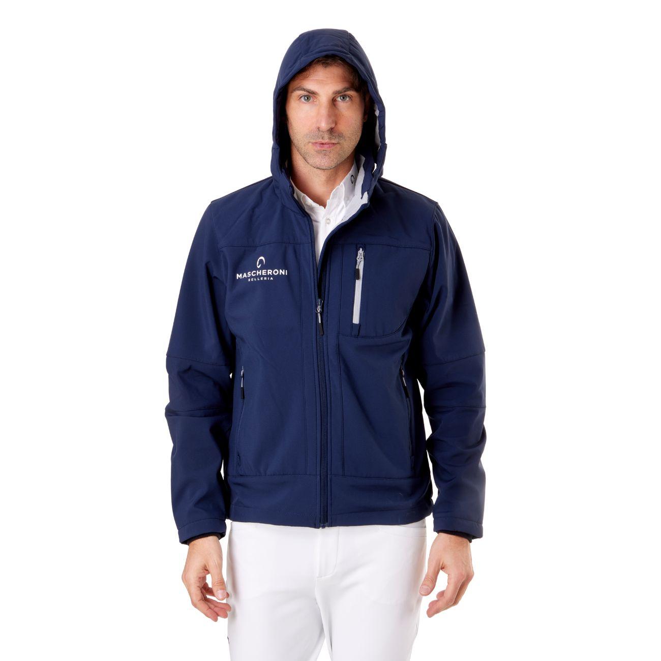 Softshell Da Uomo Full Zip Con Logo Tondo Sul Retro Mascheroni Selleria 10MA-1A01787N-SZLN950 BLACK BLUE MASCHERONI SELLERIA 