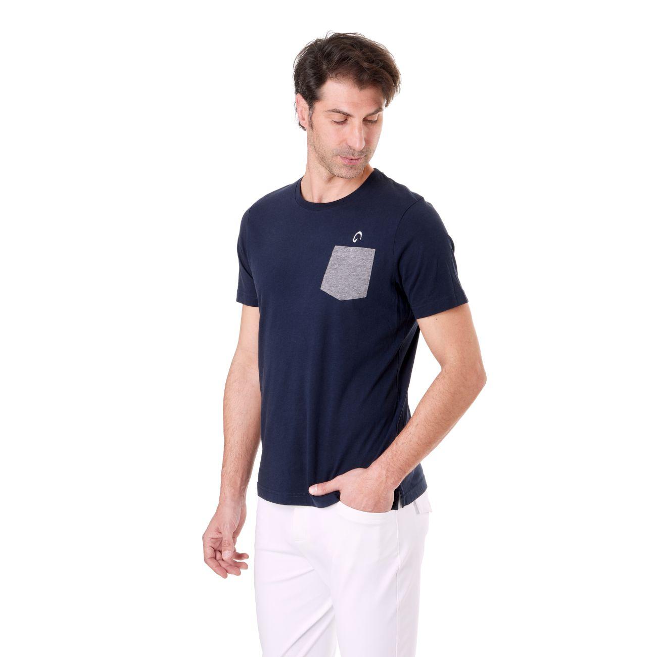 T-Shirt Da Uomo A Manica Corta Con Tasca Mascheroni MASCHERONI/HS375K BLUE NAVY MASCHERONI SELLERIA 