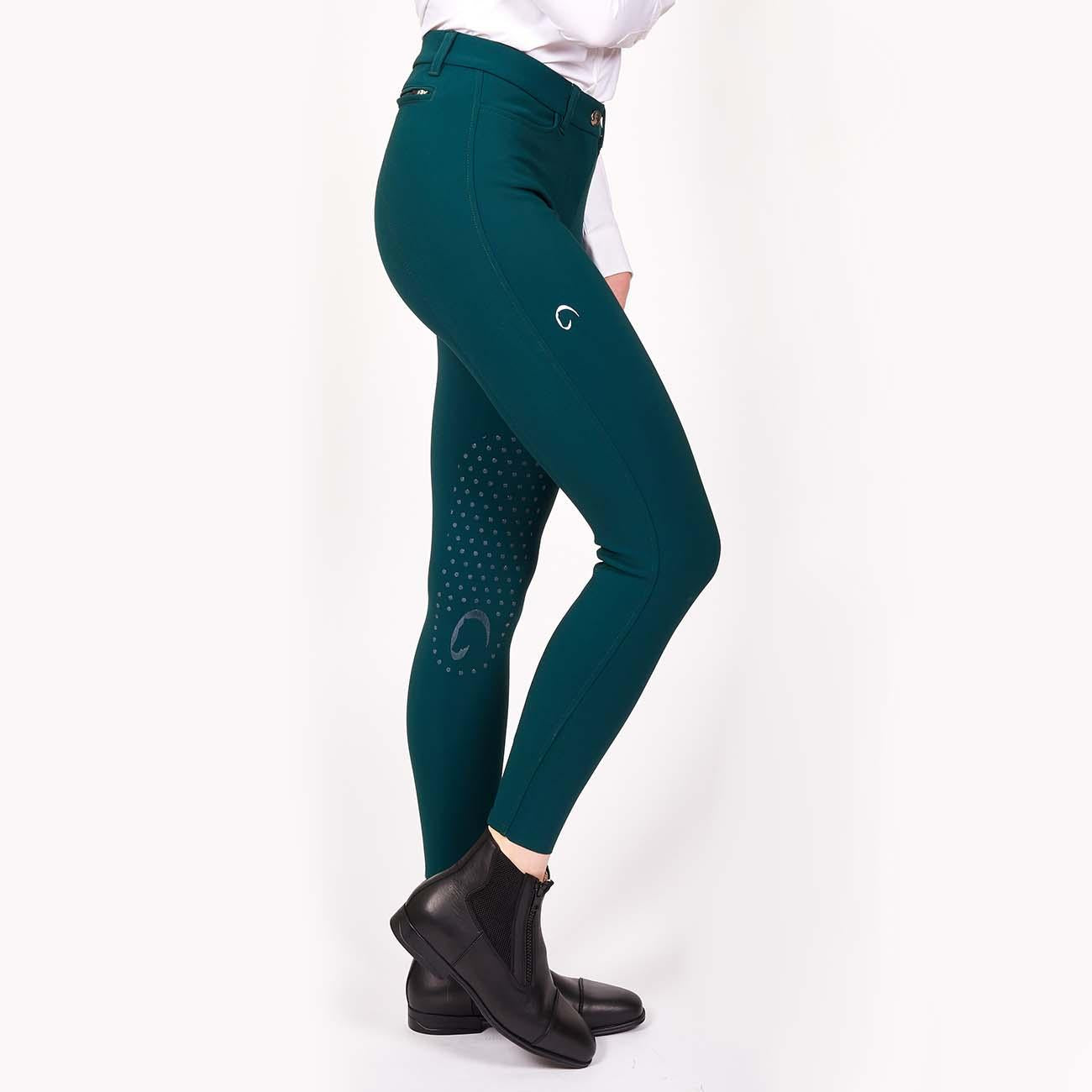 PANTALONE DA EQUITAZIONE DONNA CON GRIP E TASCHE ANTERIORI E POSTERIORI 09MA-01MILANO 313VERDE MASCHERONI SELLERIA