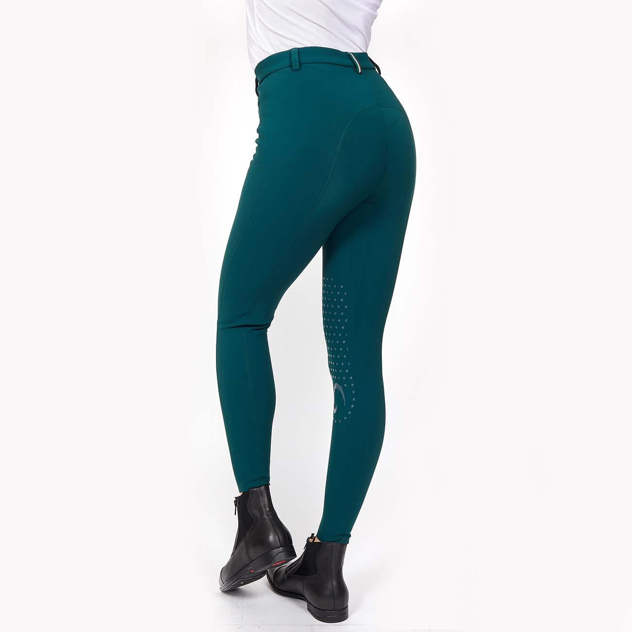 PANTALONE DA EQUITAZIONE DONNA CON GRIP E TASCHE ANTERIORI 09MA-05PARIGI 313VERDE MASCHERONI SELLERIA 