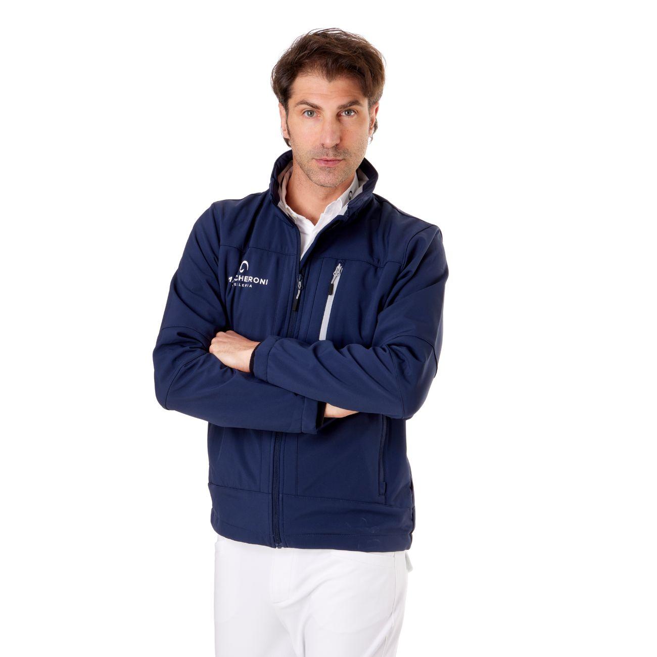 Softshell Da Uomo Full Zip Con Logo Tondo Sul Retro Mascheroni Selleria 10MA-1A01787N-SZLN950 BLACK BLUE MASCHERONI SELLERIA 