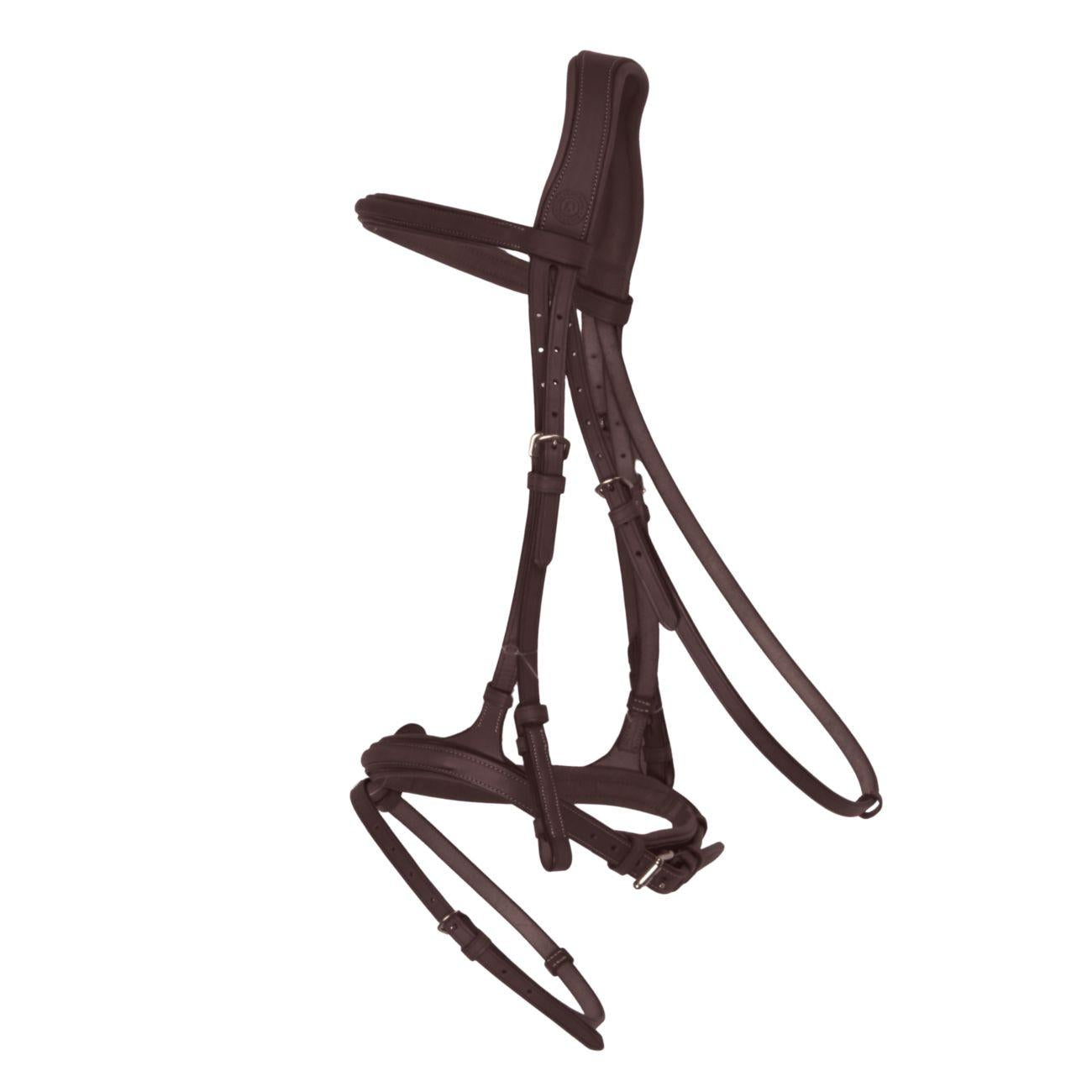 Testiera In Cuoio Mascheroni Marrone Scuro 09MA-TESTIERA DARK BROWN MASCHERONI SELLERIA 