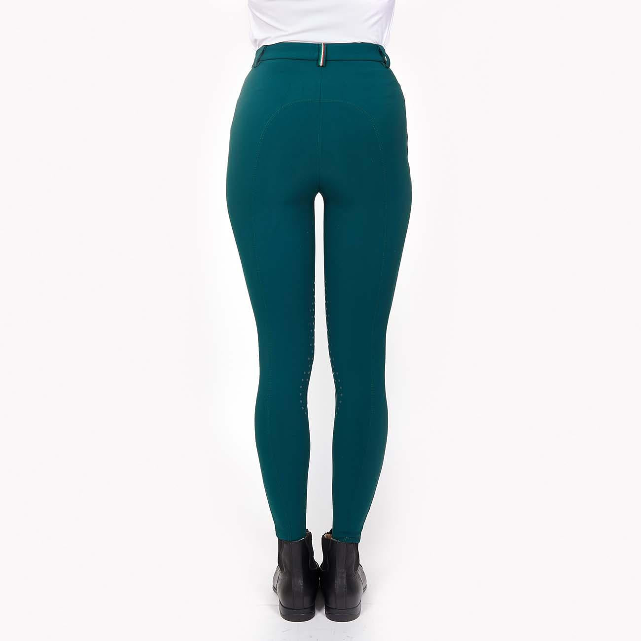 PANTALONE DA EQUITAZIONE DONNA CON GRIP E TASCHE ANTERIORI 09MA-05PARIGI 313VERDE MASCHERONI SELLERIA 