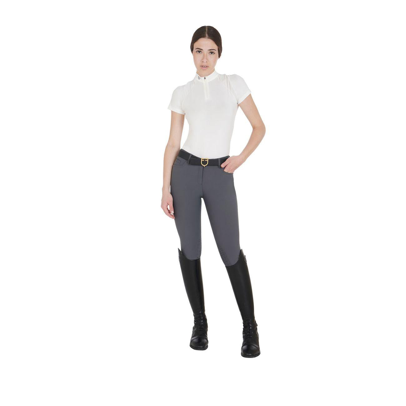 EQUESTRO Polo Da Donna Technical Training Polo SS Zip ETW00036 WHITE EQUESTRO 