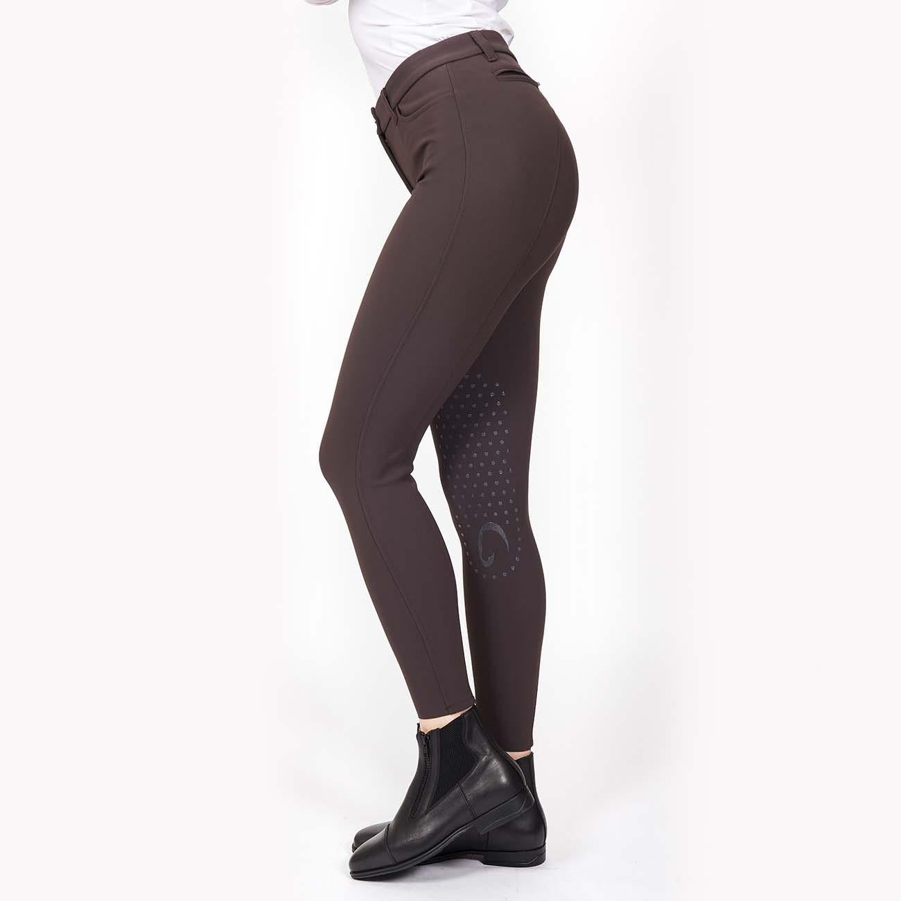 PANTALONE DA EQUITAZIONE DONNA CON GRIP E TASCHE ANTERIORI E POSTERIORI 09MA-01MILANO 499MARRONE MASCHERONI SELLERIA 