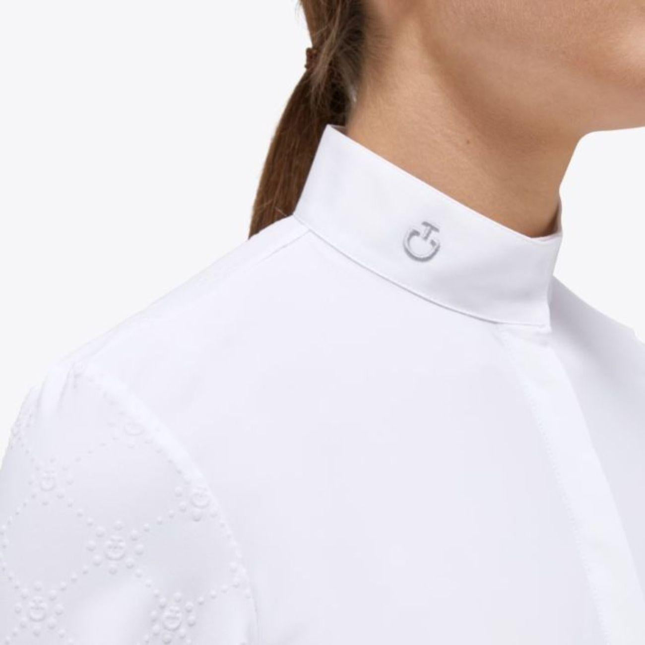 CAVALLERIA TOSCANA Camicia Donna Da Concorso Mini Orbit Flock Printed Jersey CAD245JE191 BIANCO 