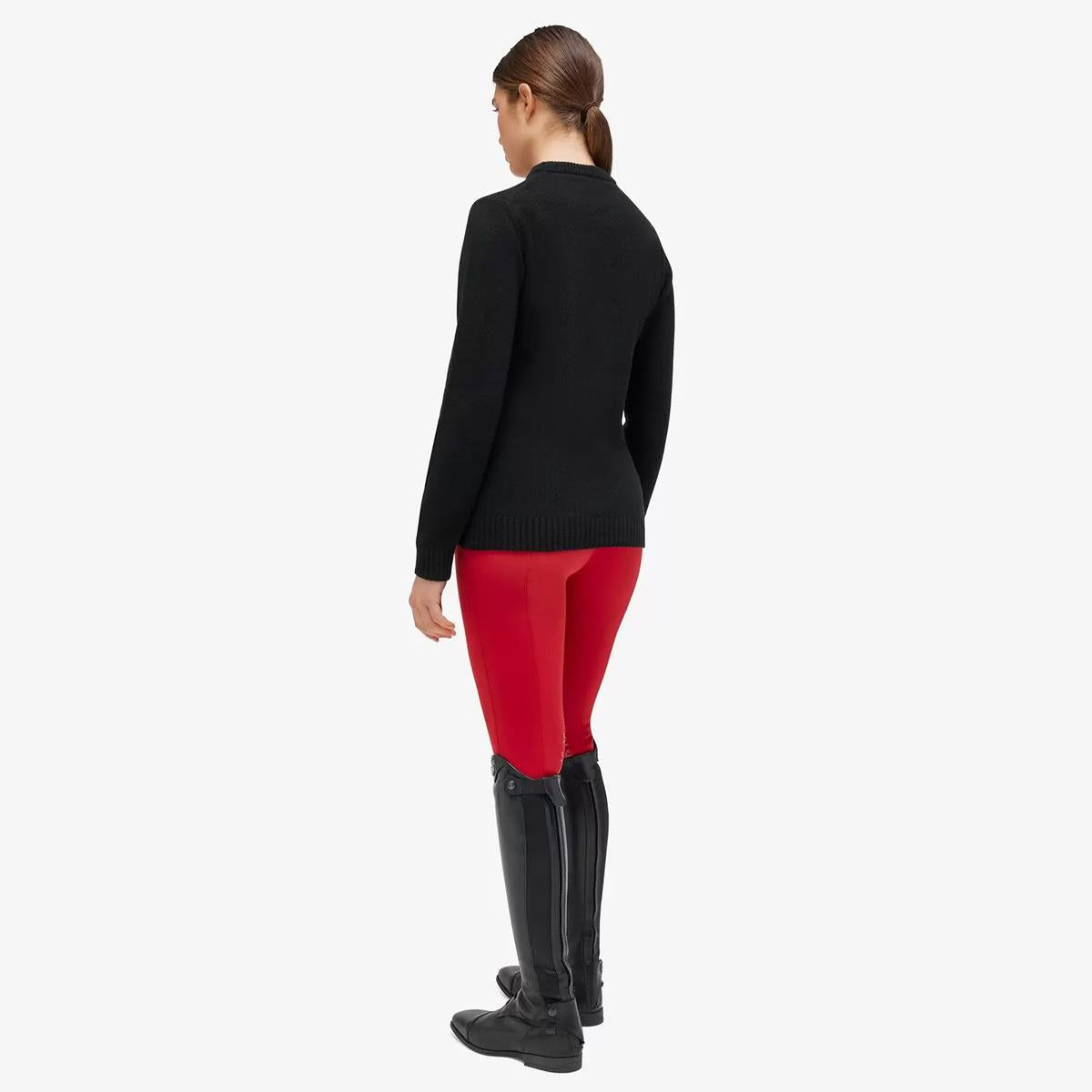 PULL DONNA A GIROCOLLO CON LOGO IN LANA 31CT-MAD136LA041 9999BLACK CAVALLERIA TOSCANA 
