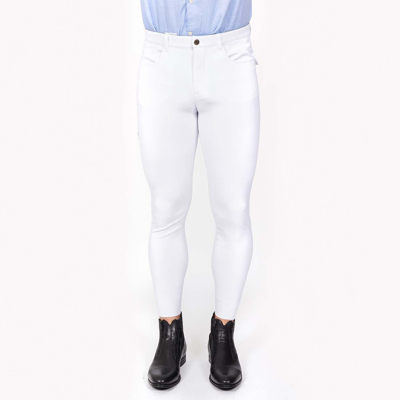 PANTALONE DA EQUITAZIONE UOMO CON GRIP 4 TASCHE 09MA-04ROMA 001BIANCO MASCHERONI SELLERIA 