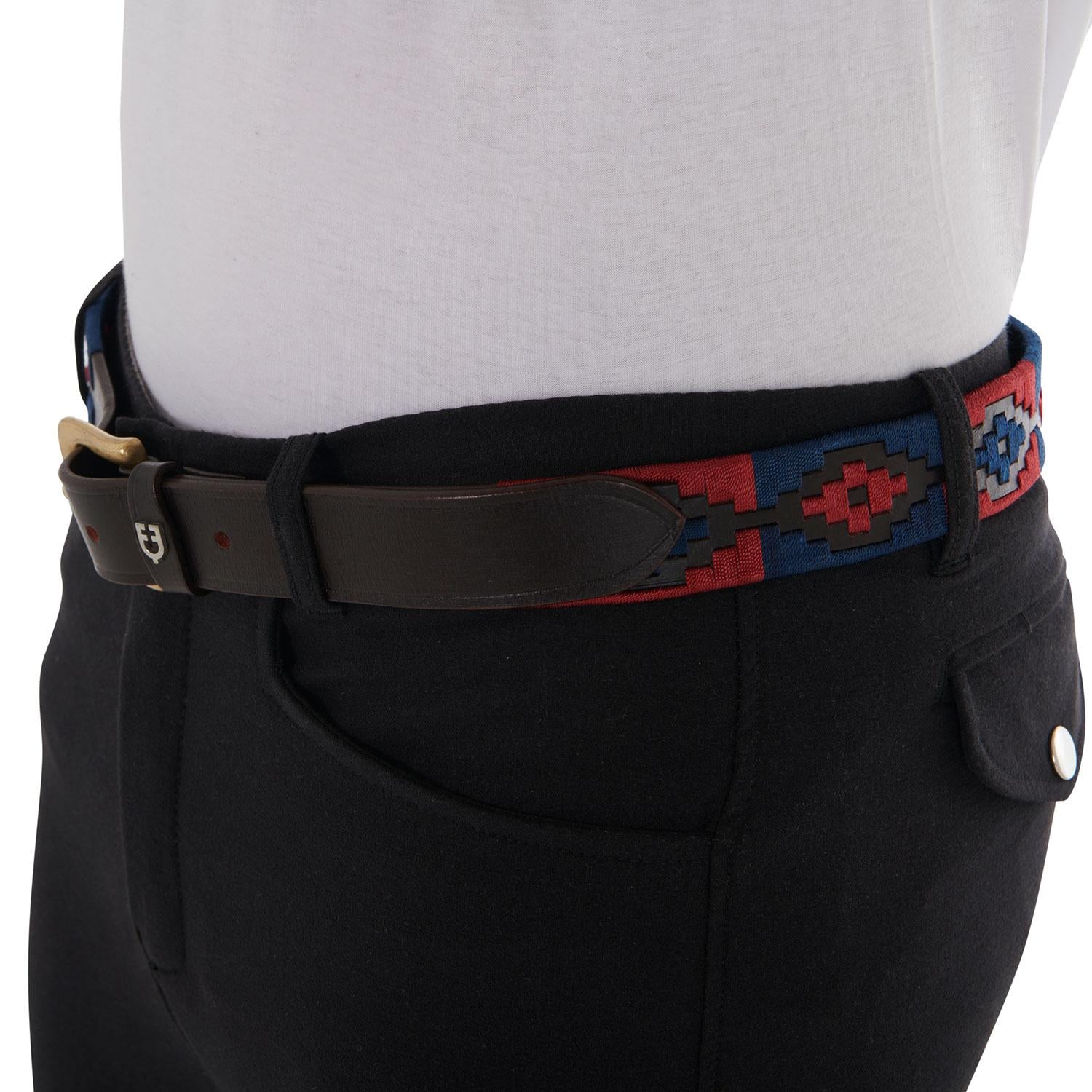 Cintura Polo S Equestro Marrone/Blu/Burgundy 09AMA-AB00625 BROWN BLUE BURGUNDY EQUESTRO 