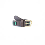 CINTURA IN CUOIO CON INSERTI FIBBIERIA OTTONE 42556 01BLACK KENTUCKY 