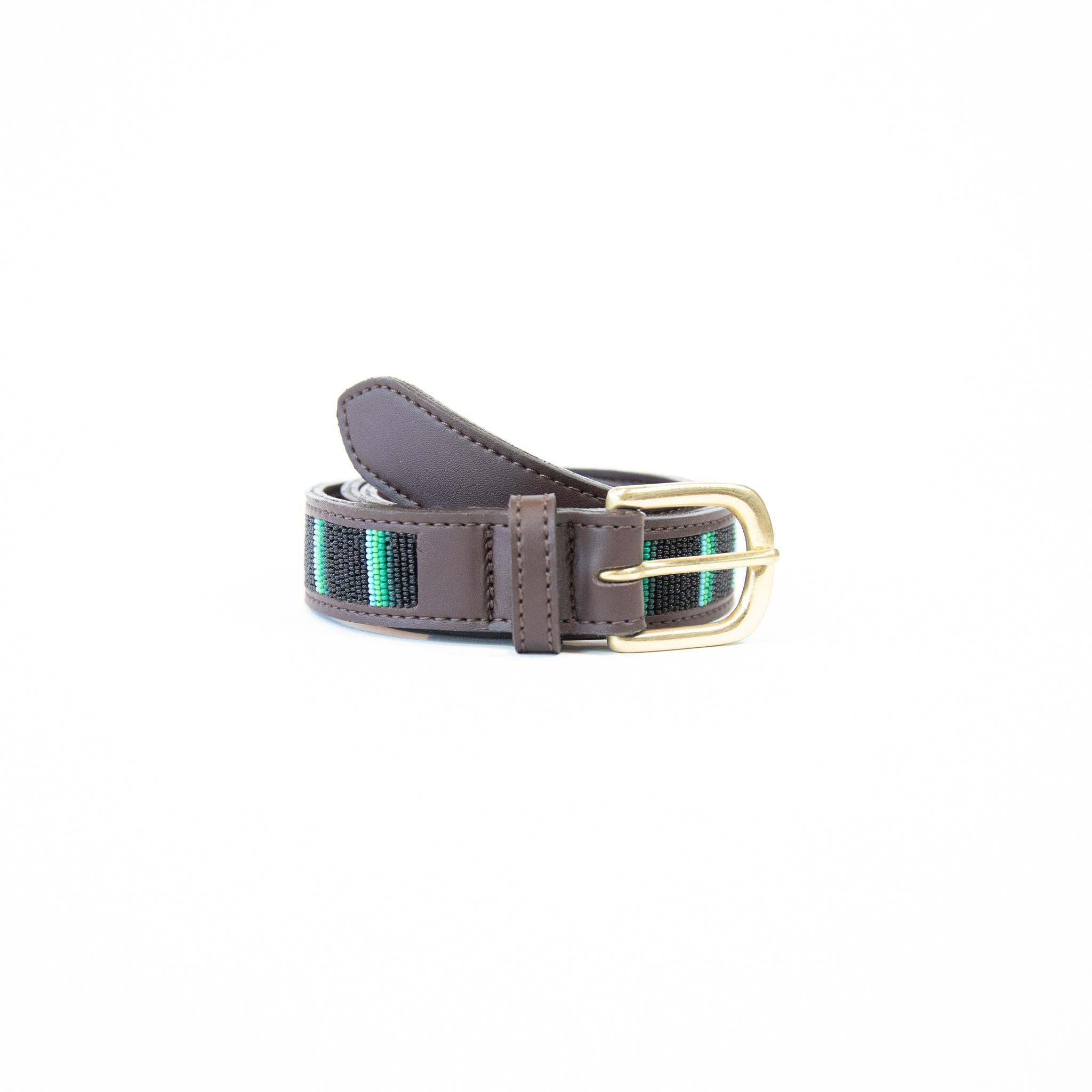 CINTURA IN CUOIO CON INSERTI FIBBIERIA OTTONE 42556 01BLACK KENTUCKY 