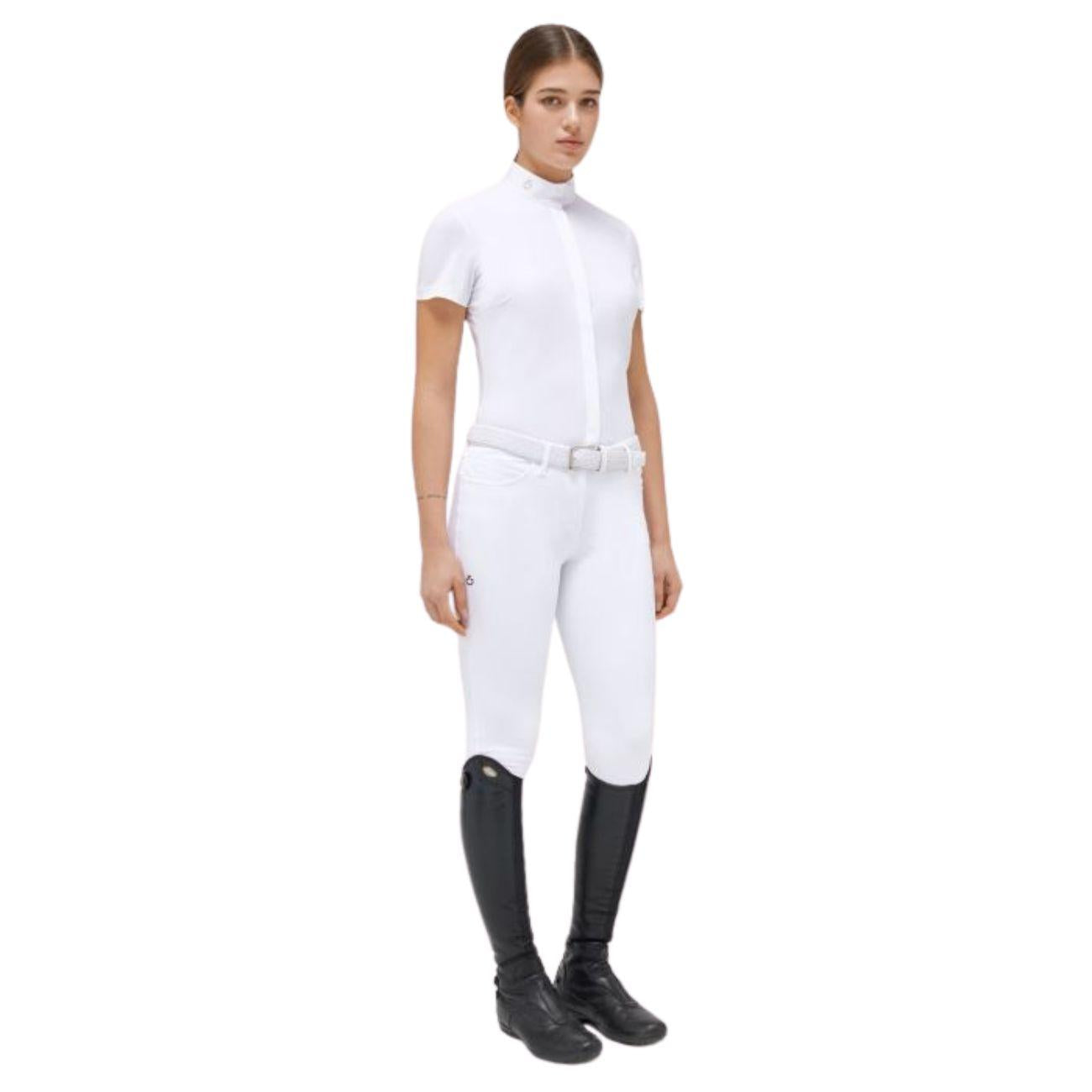 CAVALLERIA TOSCANA Camicia Donna Da Concorso Mini Orbit Flock Printed Jersey CAD245JE191 BIANCO 