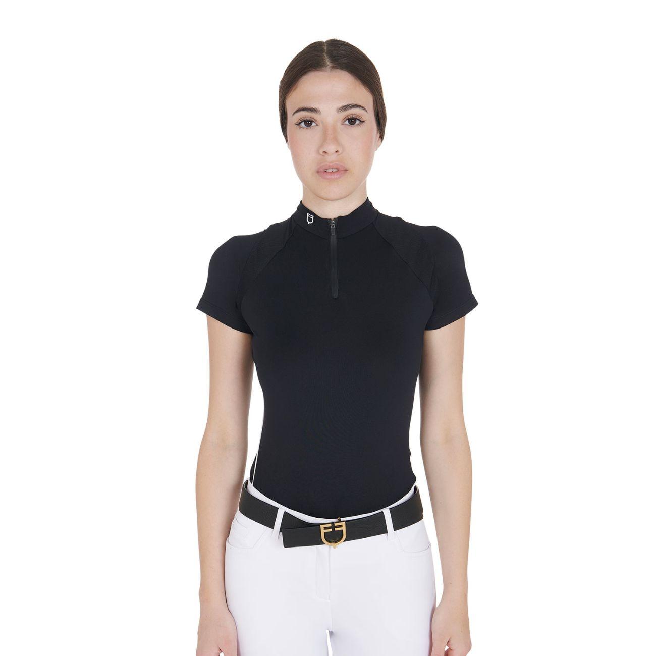 EQUESTRO Polo Da Donna Technical Training Polo SS Zip ETW00036 BLACK EQUESTRO 