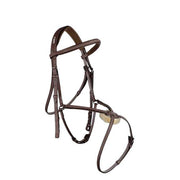 TESTIERA CUOIO C/RICAMO+REDINI GOMMA CWD 09CWBR08FHSP+RE04HSP DARKBROWN CWD